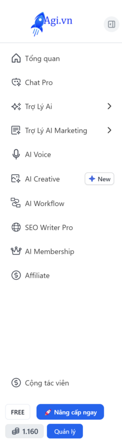 1000 điểm Credit - Mua tín dụng AI  App.agi.vn